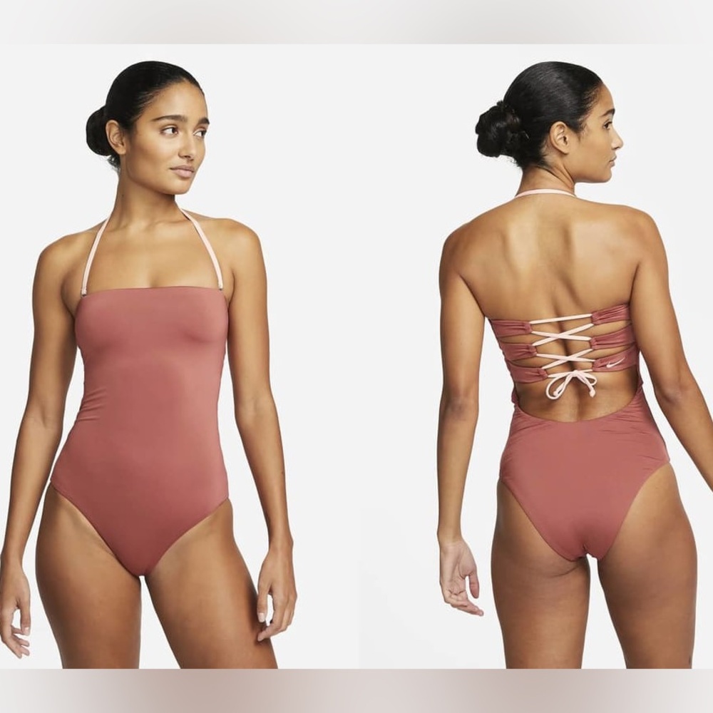 Nike | NWT Solid Lace-Up Bandeau One-Piece-small